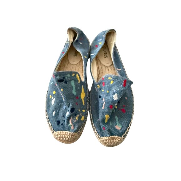 SOLUDOS Multicolor Embroidered Paint Splatter Espadrilles Flats Size 7 - Picture 5 of 5